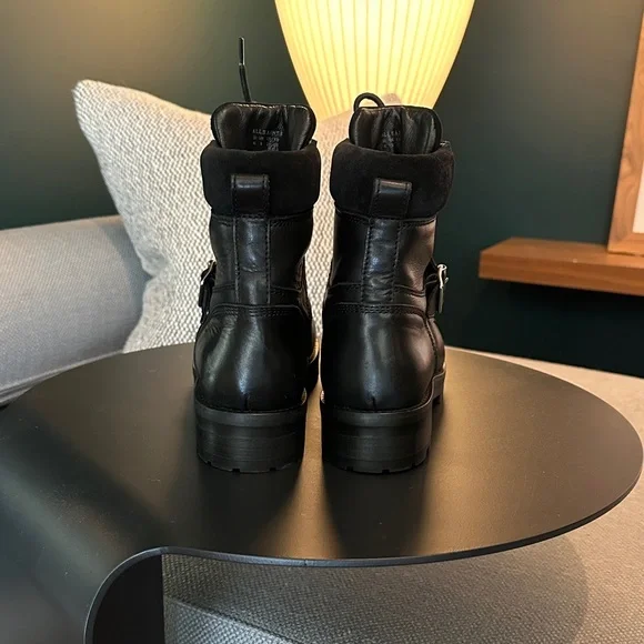 All Saints Black Combat & Moto Boots - Picture 3 of 4